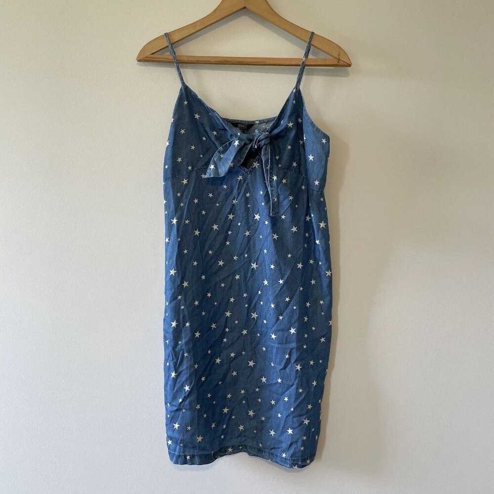 American Eagle 1250C Blue White Floral Tie Front Mini Dress Coastal Western Med